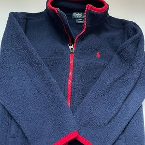 POLO Ralph Lauren navy blue full zip fleece jacket with red trim